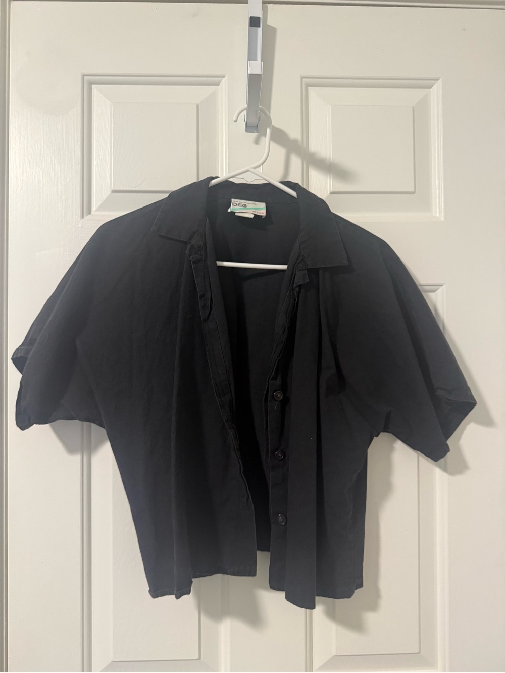 Deb Black Short-Sleeve Casual Button-Down Shirt